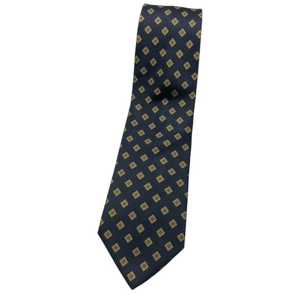 BROOKS BROTHERS Men's 100% Silk Necktie DESIGNER Gray Beige Geometric W:3.8" EUC - Picture 1 of 4